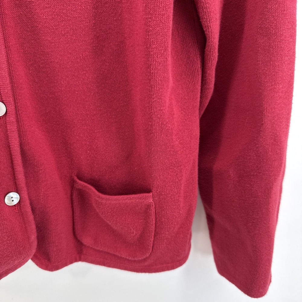 Lands'‎ End M 10/12 Red Jacket/Sweater Cotton Pockets Buttons Collar - Picture 2 of 9